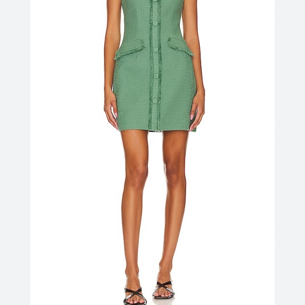 Cinq A Sept Leisha Sleeveless Tweed Mini Dress Frosted Spruce